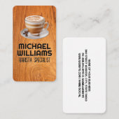 Carte De Visite Hot Cup of Coffee | Wood Table (Devant / Derrière)