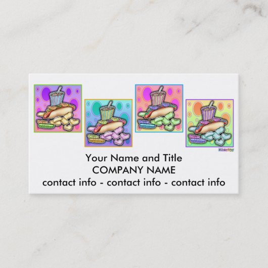 Carte de visite - Hot Dog Pop Art avec des frites (Devant)