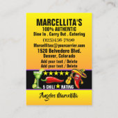 Carte De Visite Hot Pepper Restaurant mexicain Humour (Dos)