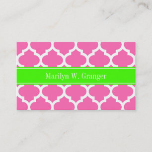 Carte De Visite Hot Pink2 Whisky Marocain #5 Lime Green Name Monog