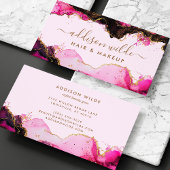 Carte De Visite Hot Pink Black And Gold Girly Glitter Agate