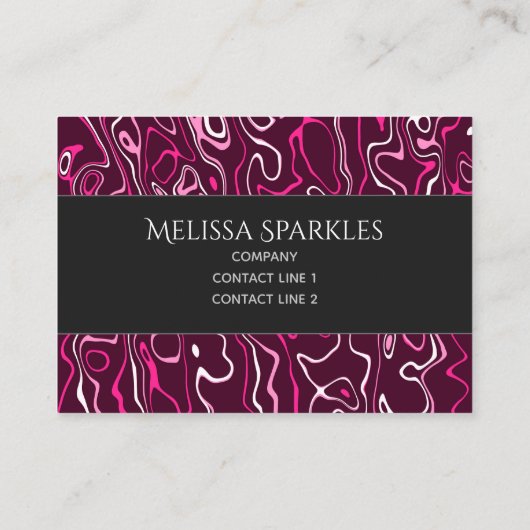 Carte De Visite Hot pink damascus abstract swirls Custom Monogram (Dos)