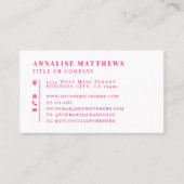 Carte De Visite Hot Pink Elegant Professional (Devant)