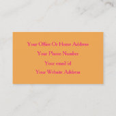 Carte De Visite Hot Pink Orange Trendy Modern Event Planner (Dos)