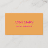 Carte De Visite Hot Pink Orange Trendy Modern Event Planner (Devant)