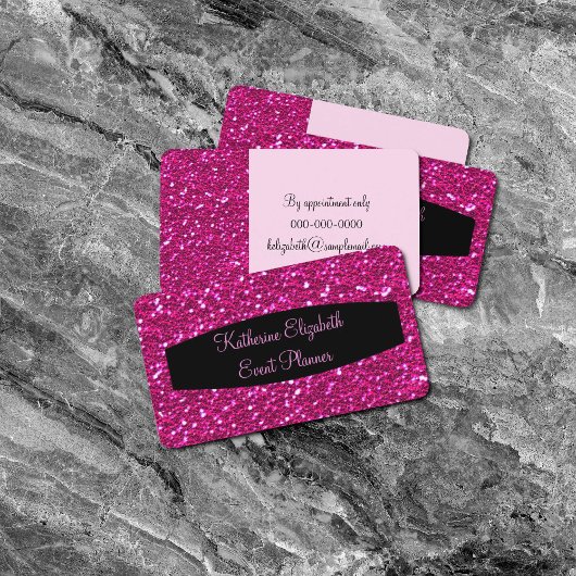 Carte De Visite Hot Pink Sparkly FAUX Parties scintillant Glam Eve