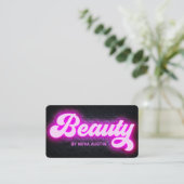 Carte De Visite Hot rose Glam Beauté Salon coiffeur QR Code (Debout devant)