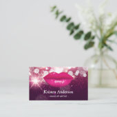 Carte De Visite Hot Rose Lips Parties scintillant Beauté Salon Art (Debout devant)