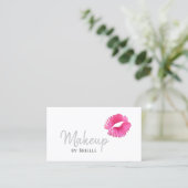 Carte De Visite Hot rose Lipstick Kiss Artiste de maquillage moder (Debout devant)