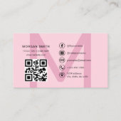 Carte De Visite Hot rose moderne QR Code Script Girl Monogramme No (Dos)