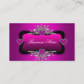 Carte De Visite Hot rose Silver Diamond Hearts Élégante Entreprise (Devant)