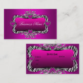 Carte De Visite Hot rose Zebra Silver Diamond Coeurs Élégants (Devant / Derrière)