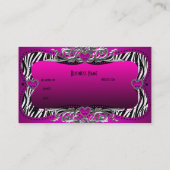 Carte De Visite Hot rose Zebra Silver Diamond Coeurs Élégants (Dos)