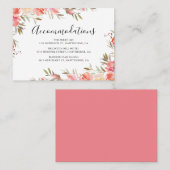 Carte De Visite Hôtel Mariage rose Floral Hébergement (Devant / Derrière)