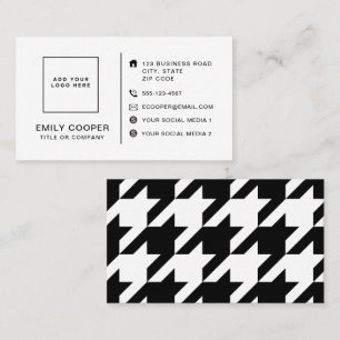 Carte De Visite Houndstooth moderne Ajouter un logo noir et blanc