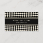 Carte De Visite Houndstooth professionnel élégant noir blanc blanc (Devant)