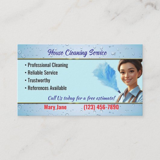 Carte De Visite House Cleaning Business Cards (Devant)