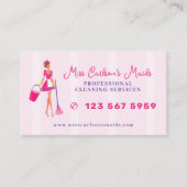 Carte De Visite House cleaning housekeeper maid service pink  (Devant)