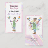 Carte De Visite House Cleaning Lady Maid Service Modern (Devant / Derrière)