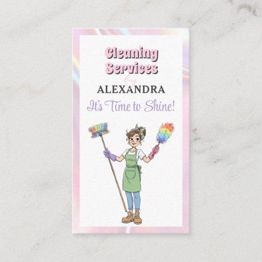 Carte De Visite House Cleaning Lady Maid Service Modern (Devant)