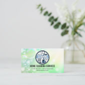 Carte De Visite House Cleaning Logo | Janitorial Services (Debout devant)