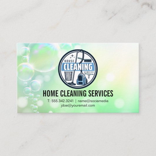 Carte De Visite House Cleaning Logo | Janitorial Services (Devant)