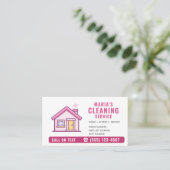 Carte De Visite House Cleaning Maid Service Pink  (Debout devant)