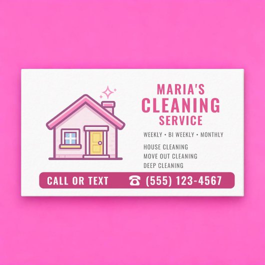 Carte De Visite House Cleaning Maid Service Pink 