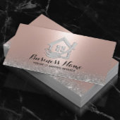 Carte De Visite House Cleaning Modern Rose Gold & Silver Glitter