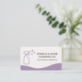 Carte De Visite House Cleaning Purple QR Code  (Debout devant)