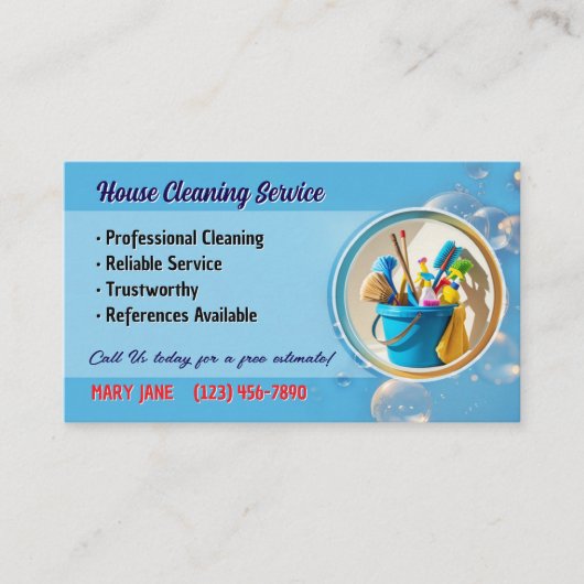Carte De Visite House Cleaning Service Business Cards (Devant)