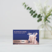 Carte De Visite House Cleaning Service Modern Blue & Rose Gold (Debout devant)