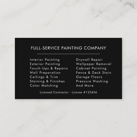 Carte De Visite House Painter Contractor  (Dos)