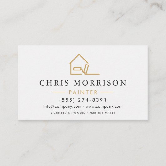 Carte De Visite House Painter White Gold QR Code (Devant)