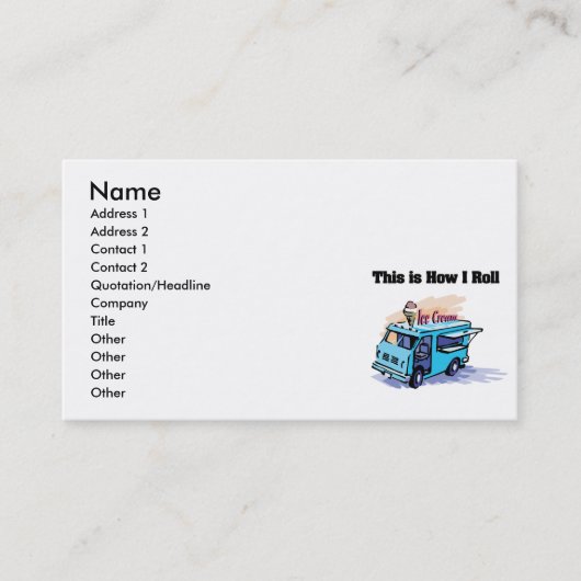 Carte De Visite How I Roll (Camion de Glace) (Devant)