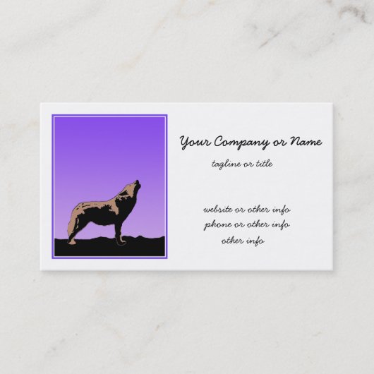 Carte De Visite Howling Wolf at Sunset - Art faunique original (Devant)