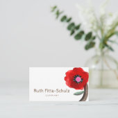 Carte De Visite Huge Red Stems Aquarelle Rose (Debout devant)
