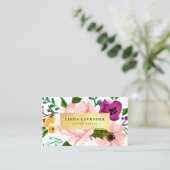 Carte De Visite Huile d'aquarelle florale (Debout devant)