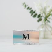 Carte De Visite Huile d'argent | Arrière - plan de texture de verr (Debout devant)