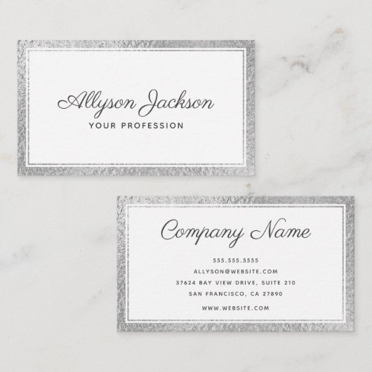 Carte De Visite Huile d'argent minimale moderne (Devant / Derrière)