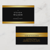 Carte De Visite Huile d'or rayé Élégant noir rétro (Devant / Derrière)