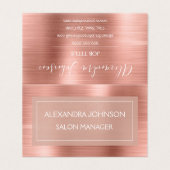 Carte De Visite Huile d'or rose | Blush Pink Foil Moderne (Extérieur déplié)