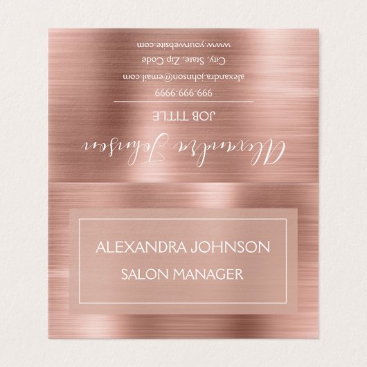 Carte De Visite Huile d'or rose | Blush Pink Foil Moderne (Extérieur déplié)