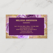 Carte De Visite Huile d'or violet floral Abeille de miel (Dos)