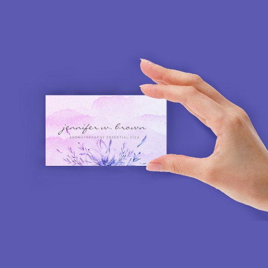 Carte De Visite Huiles essentielles couleur pourpre