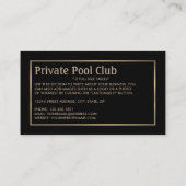 Carte De Visite Huit Bal, Pool Club, Pool Player (Dos)