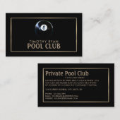 Carte De Visite Huit Bal, Pool Club, Pool Player (Devant / Derrière)