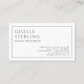 Carte De Visite Human Resources Luxury Minimalist Black White (Devant)