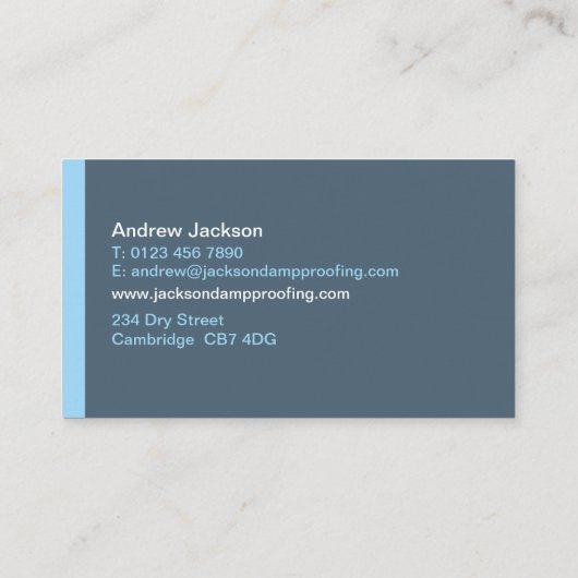 Carte de visite humide d'imperméabilisation (Dos)
