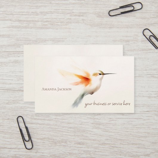 Carte De Visite Hummingbird Business Cards Personalized (Devant/Arrière en situation)